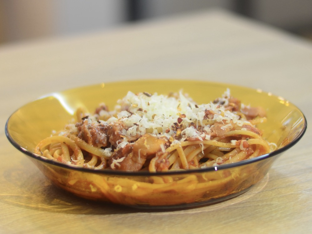 Addictive Bacon & Tomato Onsen Egg Pasta